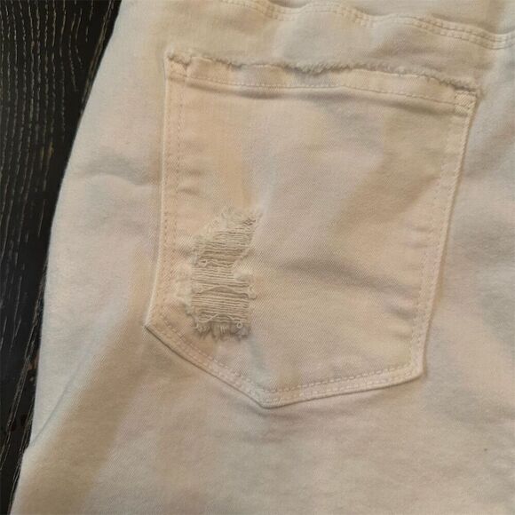 White House Black Market Denim Mini Skirt Off-White Stretch Size 4 - Picture 8 of 11